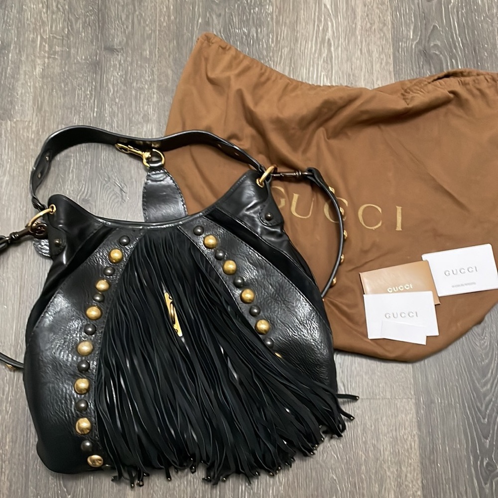 Gucci Black and Gold Hobo Bag
